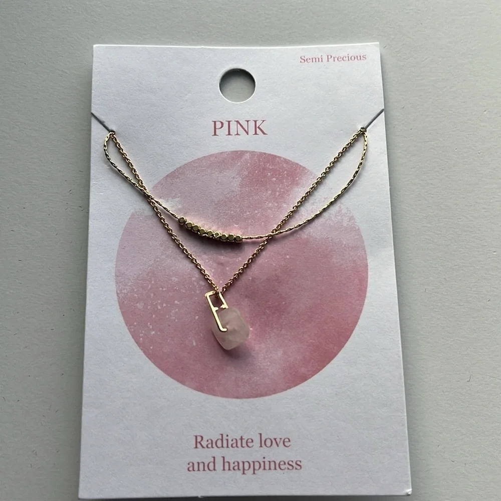 🌸Semi-Precious Pink Radiate Love and Happiness Necklace